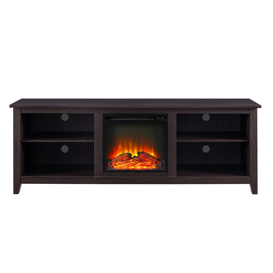 Modern Transitional Wood 70" Fireplace Tv Stand For 80" Tvs With 2 Shelves Espresso Espresso Mdf