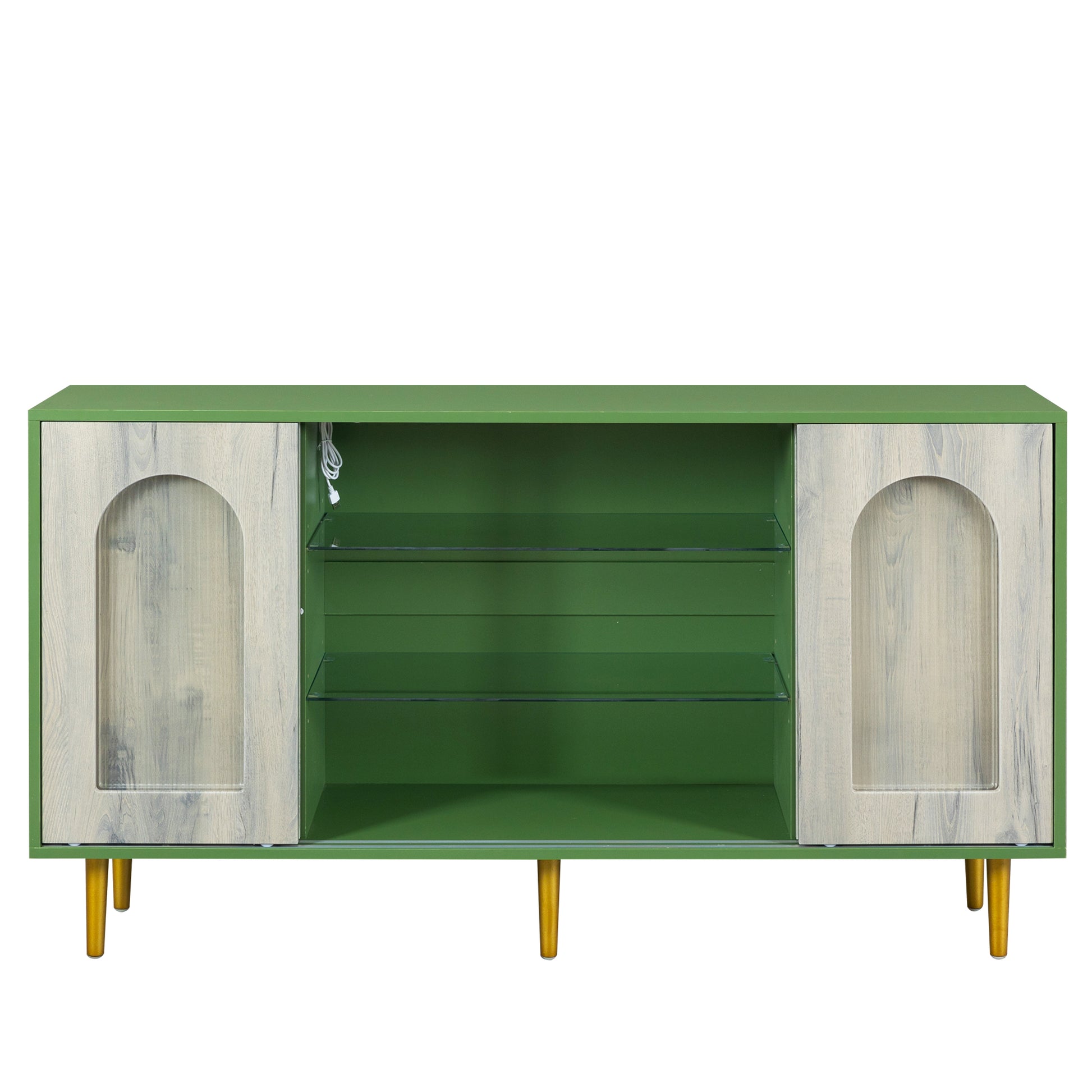 Dresser Drawer Cabinet,Bar Cabinet,Lockers,Sideboard,Buffet Sideboard,Buffet Service Desk,Storagecabinet,Changhong Glass Sliding Door, For Bedroom, Living Room, Kitchen Corridor, Color: Antique Green 5 Or More Spaces Barn Door Green Primary Living Space