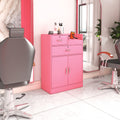 Locking Beauty Salon Storage Cabinet Hair Dryer Holder Stylist Equipment Drawer Pink Mdf