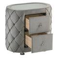 Grey Upholstered 2 Drawer Nightstand Grey 2 Drawers Bedroom Bedside Cabinet Modern Drawers Velvet