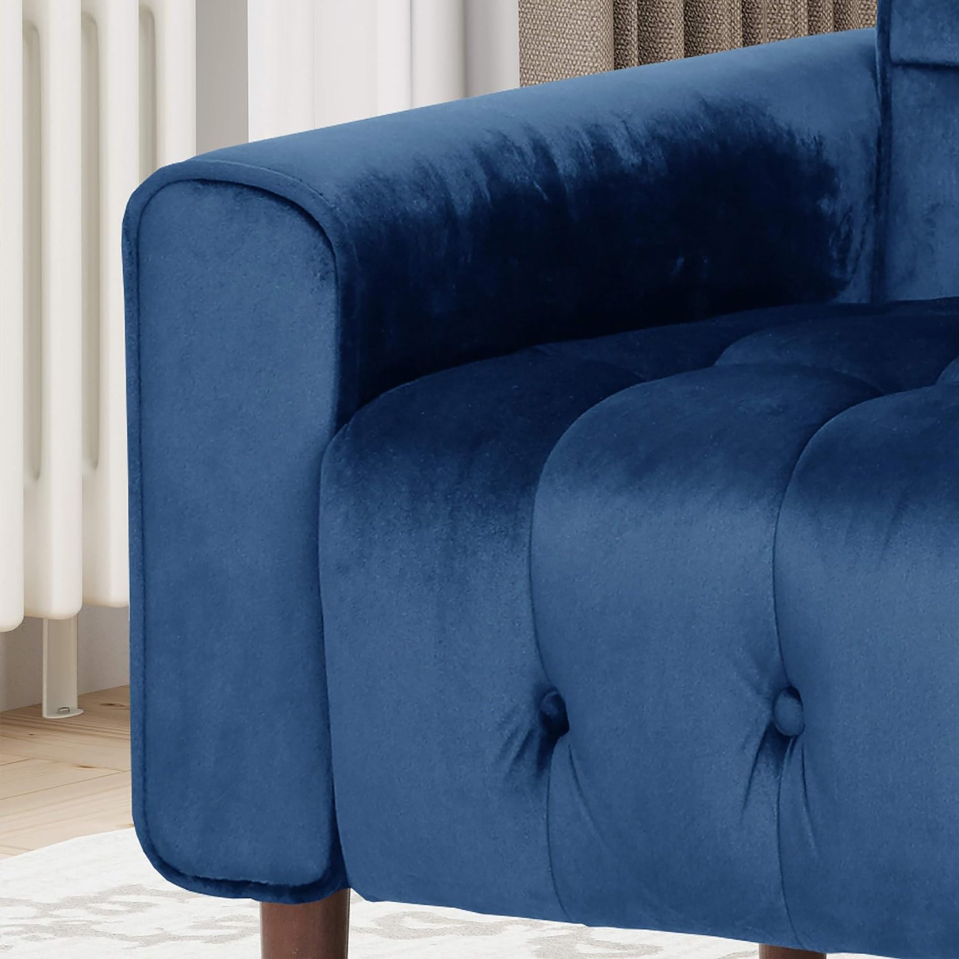 Mirod Comfy Arm Chair With Tufted Backmodern For Living Room, Bedroom And Study Blue Velvet