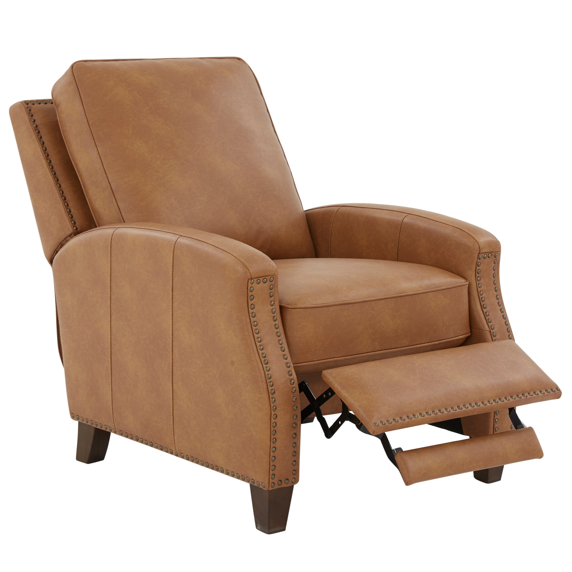 Jack Saddle Faux Leather Push Back Recliner Brown Foam Faux Leather