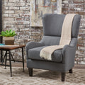 Modern Upholstered Armchair With Solid Leg, Leisure Single Sofa Chair For Living Room Bedroom Reading And Studio Charcoal Fabric