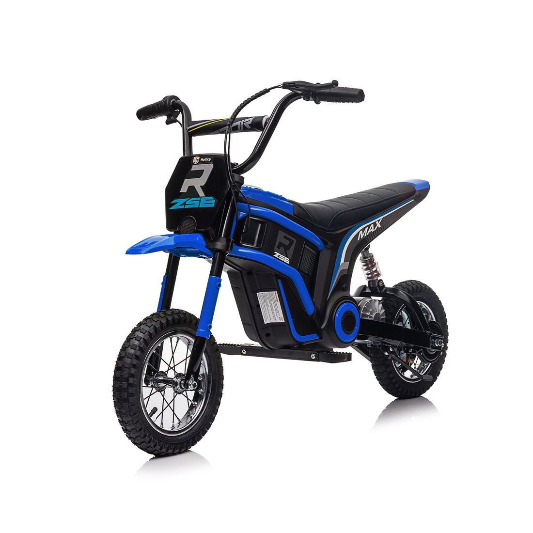 24V14Ah Kids Ride On 24V Electric Toy Motocross Motorcycle Dirt Bike Xxl Large,Speeds Up To 14.29Mph,Dual Suspension, Hand Operated Dual Brakes, Twist Grip Throttle, Authentic Motocross Bike Geometry Blue Polypropylene