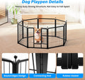 Dog Playpen Outdoor, Portable Dog Playpen For Yard, Travel, Camping, 24 Inch 8 Panels Heavy Duty Dog Pen For Puppies Small Dogs, Black Black Metal