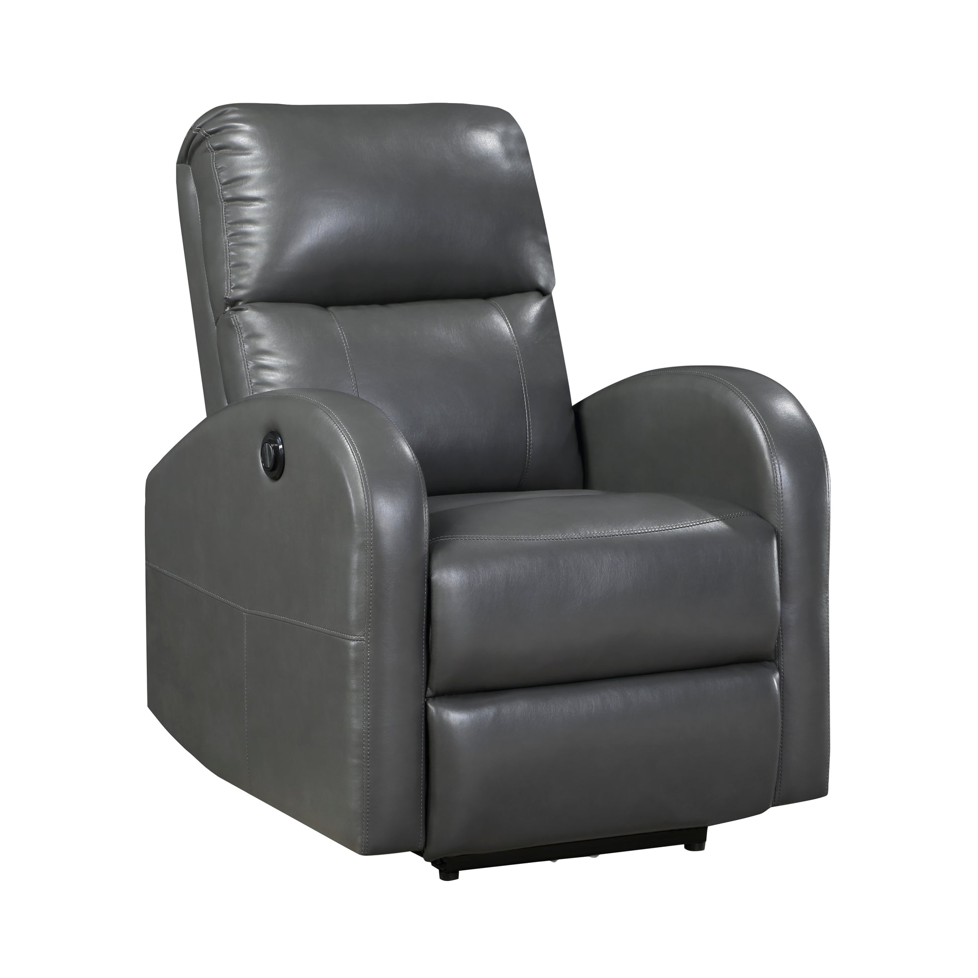 Power Reclining Chair 1Pc Gray Faux Leather Upholstered Modern Contemporary Power Motion Reclining Gray Faux Leather Primary Living Space Wood