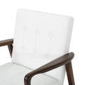 Mid Century Modern Faux Leather Club Chair With Wood Frame, White And Dark Espresso White Pu