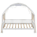 Twin Size Bed With Arched Roof And 2 Drawers, White Twin White Plywood