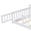 Twin House Shaped Bedside Floor Bed With Guardrails, Slats, With Door,White Twin White American Design Pine