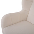 Mid Century Accent Chair, Ivory White, Modern Retro Club Chair, Birch Frame, Upholstered Teddy Wool Fabric, Single Sofa Armchair For Small Spaces, Living Room, Bedroom, Reading Corner, Balcony,Office Ivory White Espresso Primary Living Space