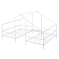Metal Double Twin Size Triangular House Beds With Built In Table, White Box Spring Not Required Twin White Metal Metal