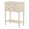 Narrow Console Table, Slim Sofa Table With Three Storage Drawers And Bottom Shelf Beige Beige Solid Wood Mdf