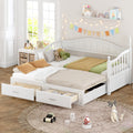 Wooden Twin Size Daybed With Twin Size Trundle, Extendable Daybed With Two Storage Drawers,White Expected Arrival Time:9.12 Twin White Wood