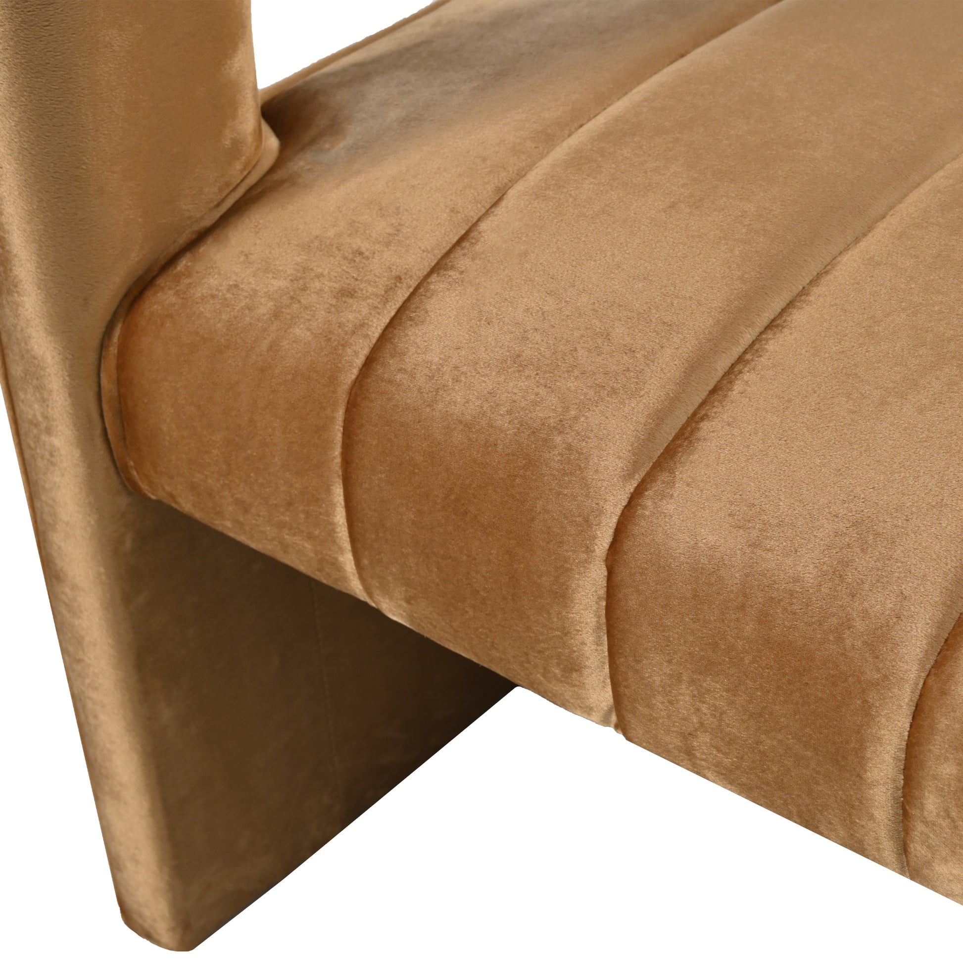 Modern Velvet Accent Chair With Ribbed Detail, Luxury Curved Fully Upholstered Accent Chair, Brown No Assembly Needed Brown Velvet