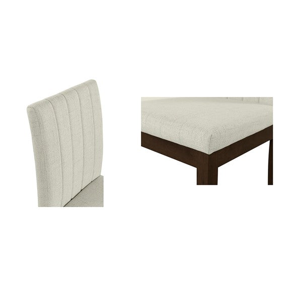 Upholstered Channel Back Dining Chair Set Of 2 Light Taupe See Below Beige Wood