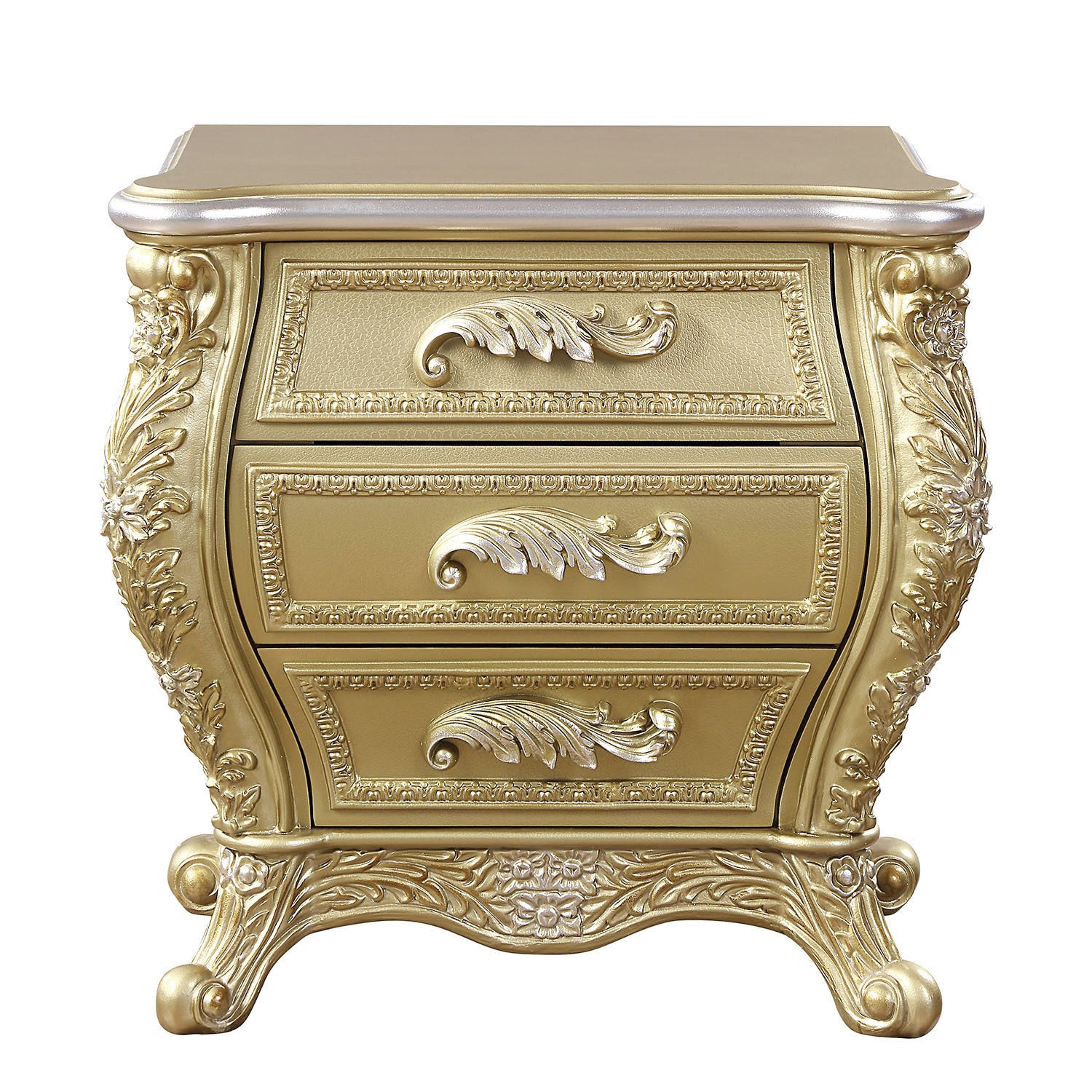 Gold 3 Drawer Nightstand Gold 3 Drawers Bedroom Rectangle Felt Lined Drawers Wood Plastic