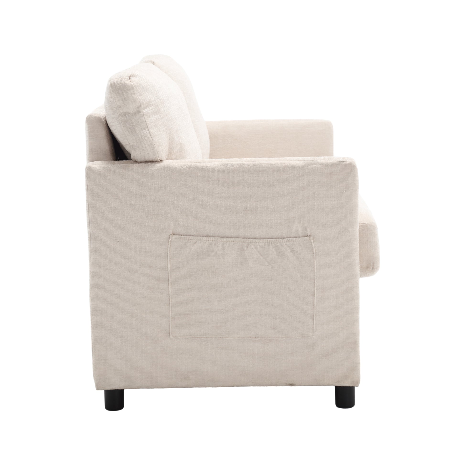 United Modern Chenille Fabric Loveseat, 2 Seat Upholstered Loveseat Sofa Modern Couch Beige Chenille 2 Seat