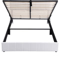 Queen Size Upholstered Platform Bed With A Hydraulic Storage System White Old Sku: Lp000211Aak White Upholstered