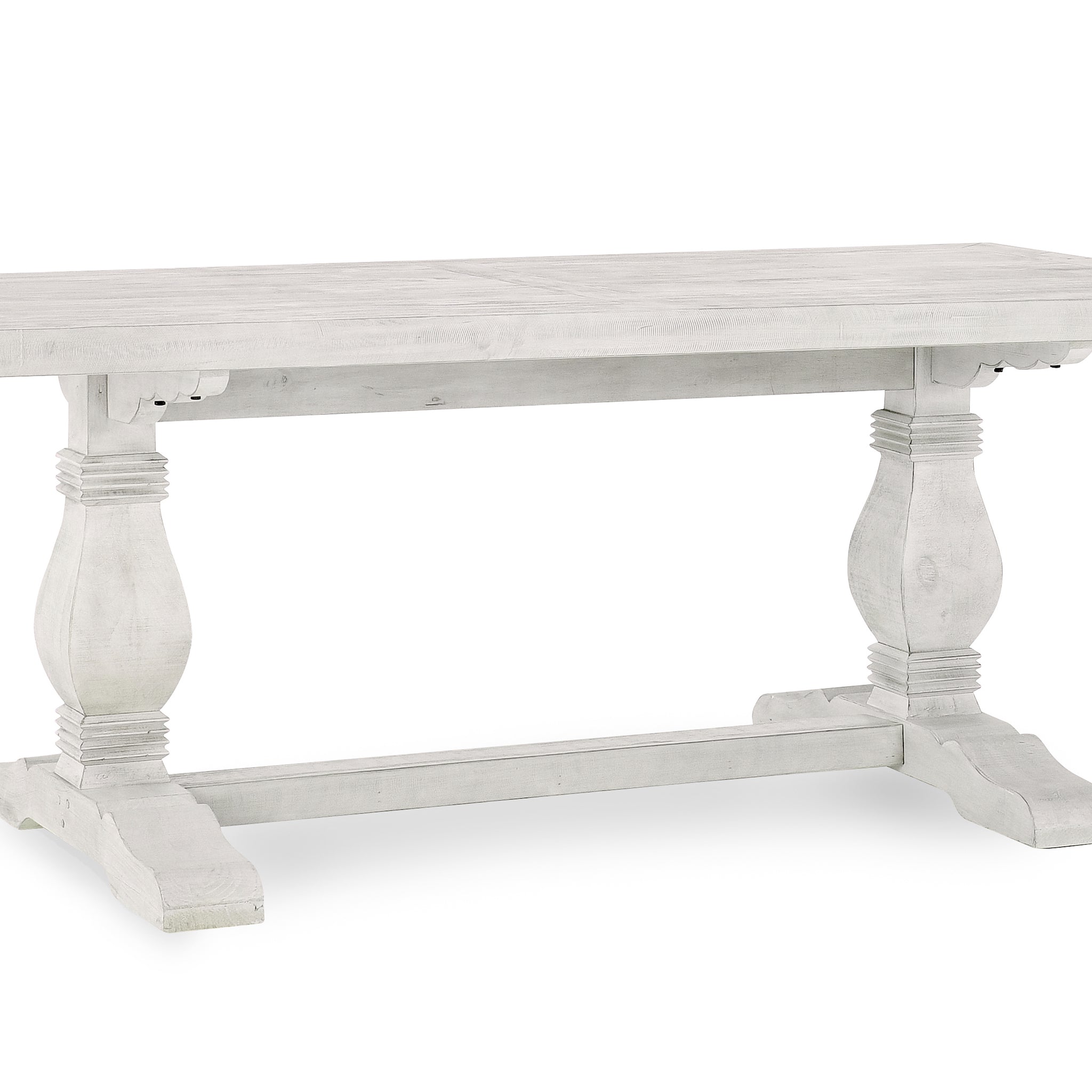 Caleb 78" Dining Table Distressed Ivory Antique White Pine