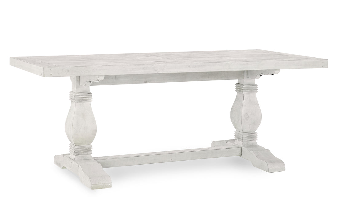 Caleb 78" Dining Table Distressed Ivory Antique White Pine