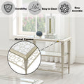 Zaba End Table, Glass & Champagne Finish Lv02786 Champagne Glass Metal