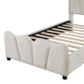 Twin Size Upholstered Platform Bed Velvet Upholstered Bed, Beige Twin Beige Velvet