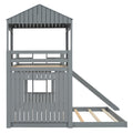 Wooden Twin Over Full Bunk Bed, Loft Bed With Playhouse, Farmhouse, Ladder, Slide And Guardrails, Gray Old Sku :Lt000028Aan Twin Gray Solid Wood