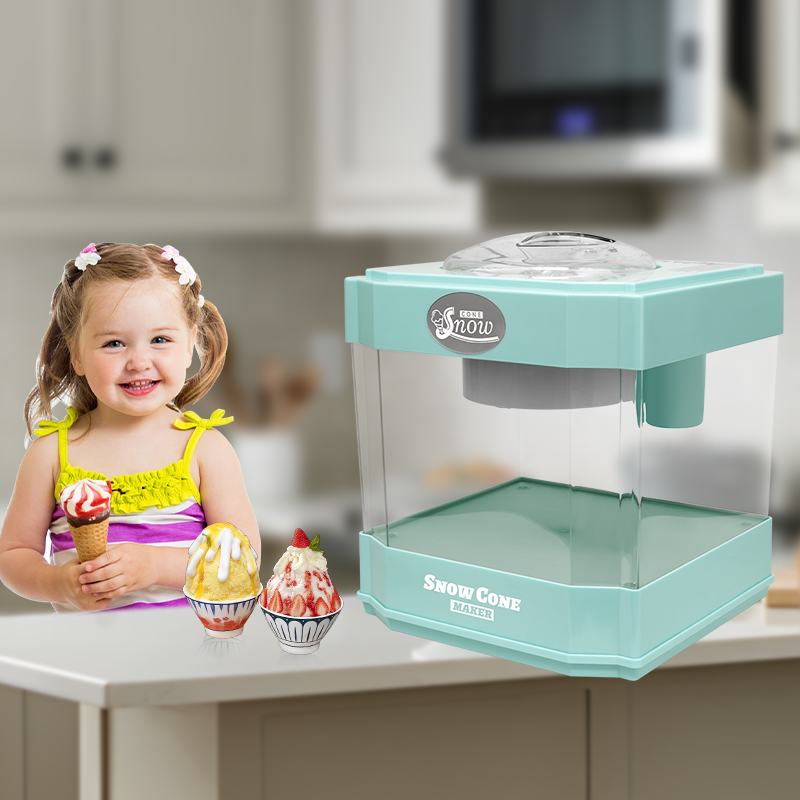 Snow Cone Maker, Tabletop Shaved Ice Machine For Slushies & Frozen Drinks, 2 Reusable Cups, Ice Scoop Green Plastic