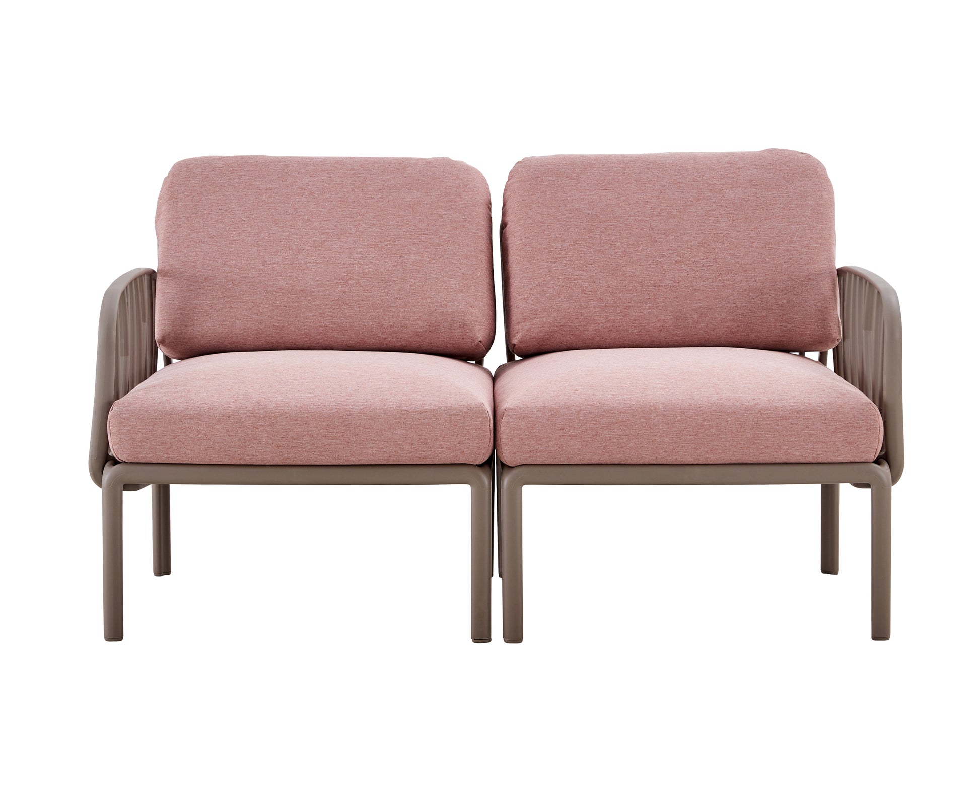 Patio Indoor Outdoor Garden Twin Sofa Armchairs Plastic With Soft Cushion Weather Waterproof Chair Sectional Furniture For Balcony Garden Pool Lawn Backyard Morden Design Sitting Room Seat Sofa Pink Fabric Plastic