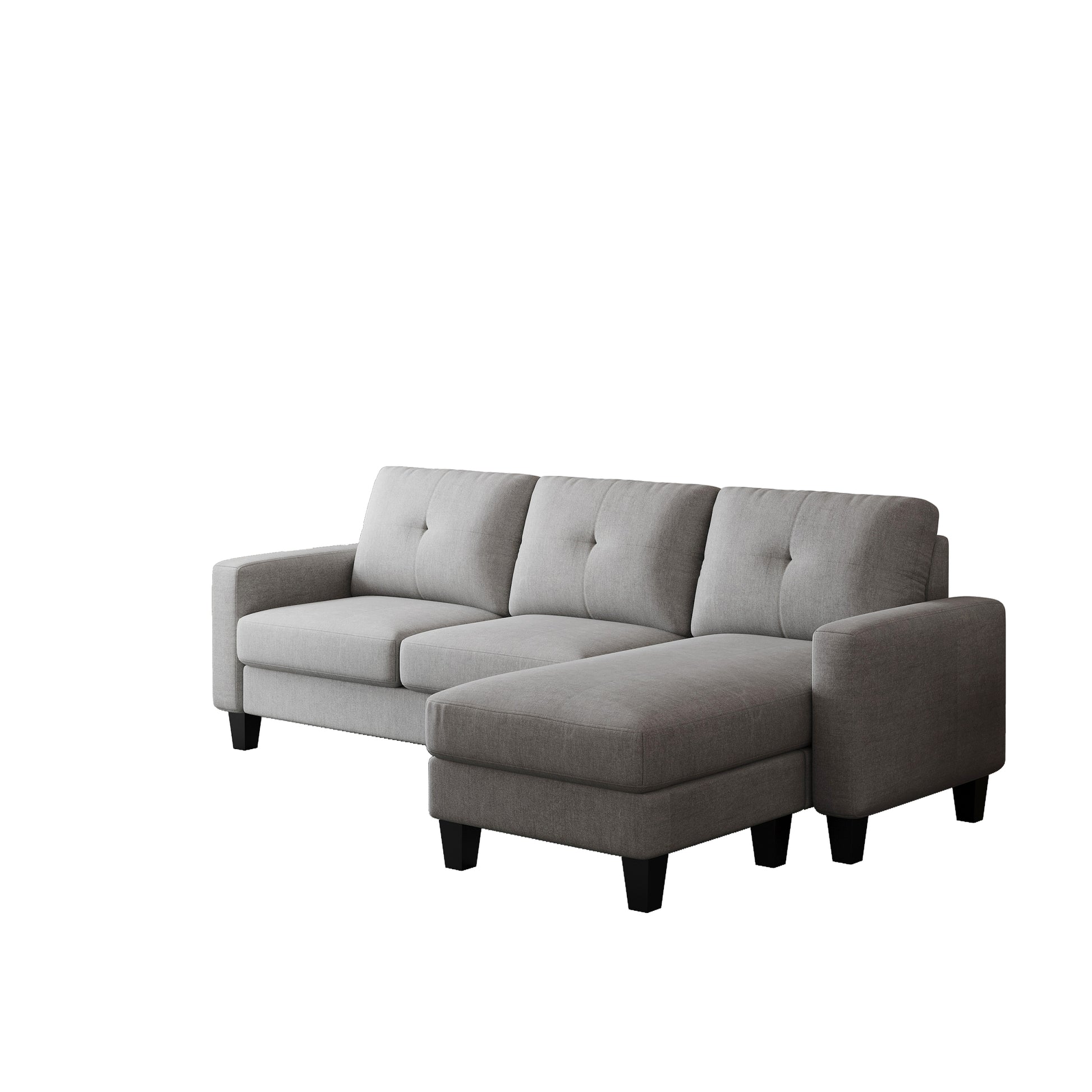 Living Room Furniture With Polyestr Fabric L Shape Couch Corner Sofa For Small Space Grey Grey Foam Polyester 3 Seat