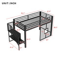 Twin Size Metal Low Loft Bed Frame With Storage Staircase And Iron Mesh,Black Expected Arrival Time:10.10 Black Metal