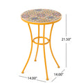 Barnsfield End Table Yellow Ceramic Tile Iron