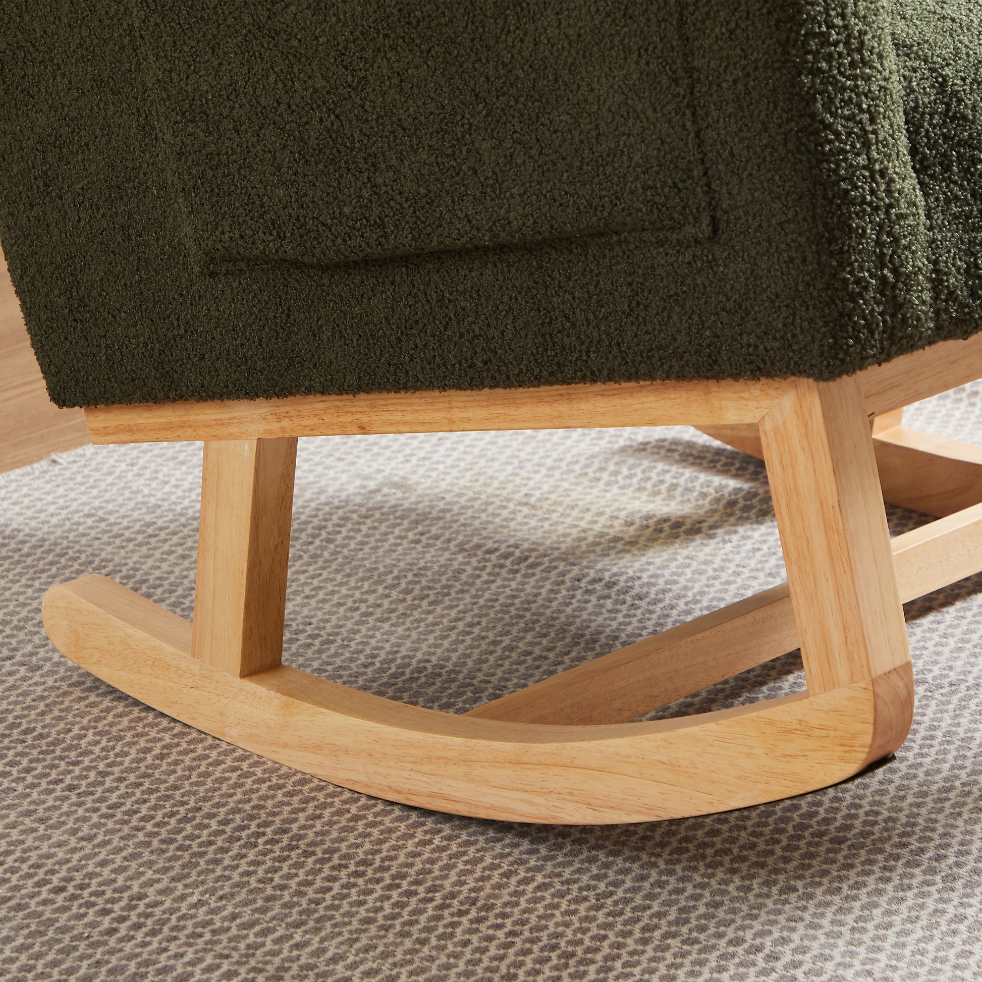 27.2"W Modern Accent High Backrest Living Room Lounge Arm Rocking Chair, Two Side Pocket Army Green Foam Fabric
