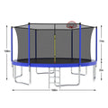 14Ft For Kids Children With Safety Enclosure Net Outdoor Backyards Large Recreational Trampoline Blue Metal