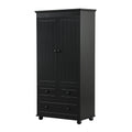 Tall Storage Cabinet With Three Drawers For Bathroom Office, Black Black Mdf