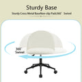 White Boucle Office Chair Desk Chair, Mid Back Adjustable Swivel Computer Chair With Black Legsmodern Upholstered Desk Chair With Wheels White Black Foam Polyester Blend