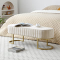 Bench Bedroom Bench ,Velvet Oval Upholstered End Of Bed Bench With Golden Metal Legs ,48