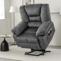 Power Lift Recliner Chair Sofa For Elderly With Massage Grey Velvet Power Remote Metal Primary Living Space Soft Cushion Back Heavy Duty American Design,American Traditional,Classic Pillow Top Arms Foam Velvet