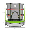 Outsunny 5Ft Kids Trampoline With Enclosure Net, Springless Design, Safety Pad And Steel Frame For Indoor Outdoor, Toddler Round Bouncer For Age 3 To 6 Years Green Green Metal