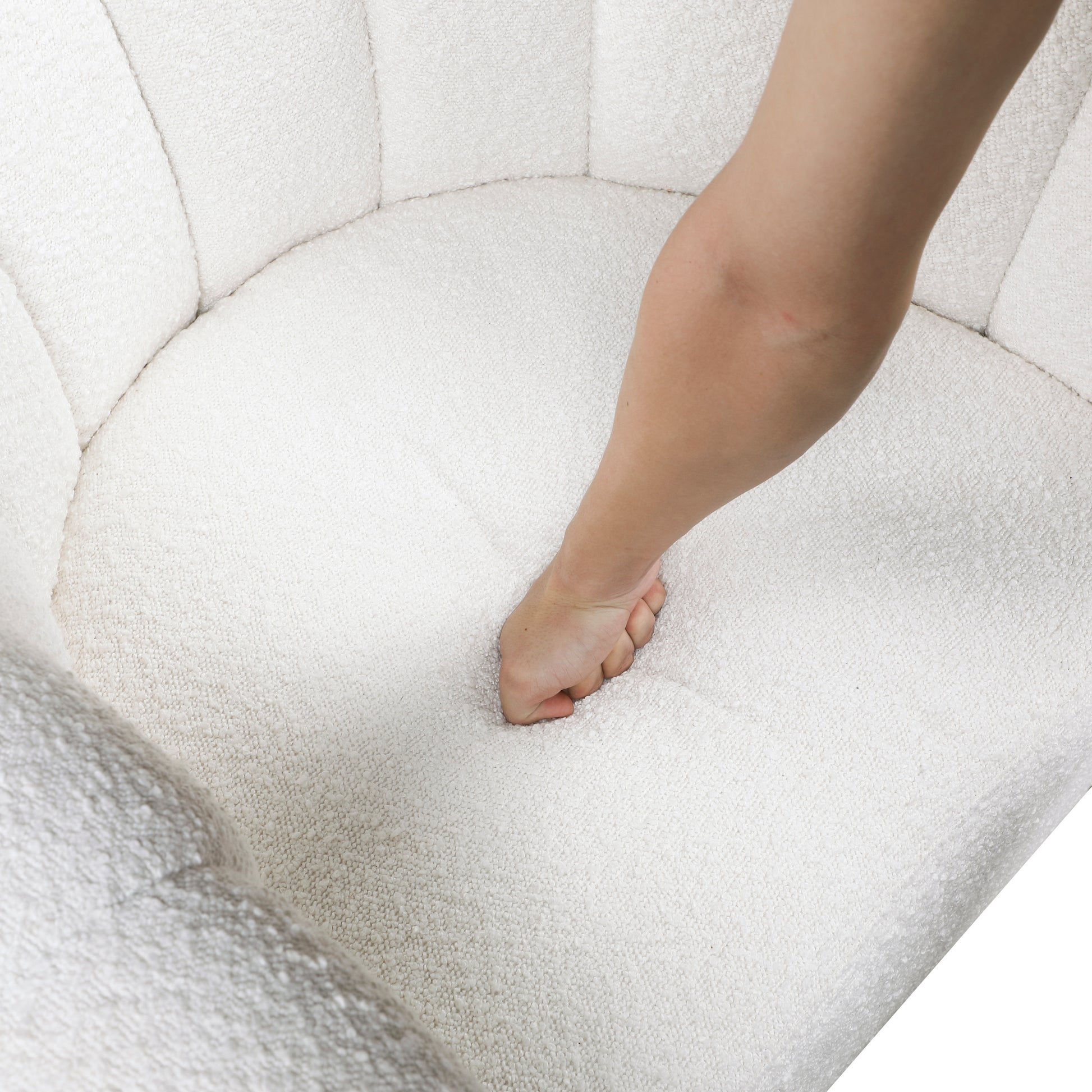 Modern Contemporary Swivel Chair With Ottoman White Boucle Fabric Upholstery Solid Wood Living Room Furniture White Primary Living Space Contemporary,Modern Plywood,Solid Wood