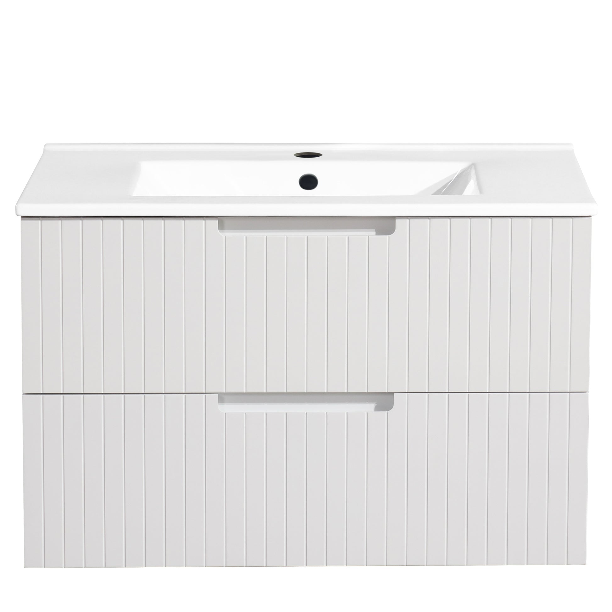 30 Inch Floating Bathroom Vanity With Ceramic Sink Combo Set, Modern Bath Storage Cabinet Vanity With Drawers Wall Mounted Vanity For Bathroom, White White Mdf