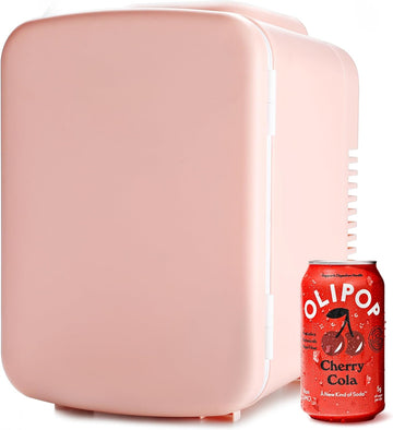 4L 6 Can Mini Fridge, Freon Free Portable Cooler & Warmer Refrigerator For Skincare, Pink Pink Polypropylene