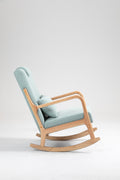Rocking Chair Upholstered Fabric Rocking Armchair Indoor With High Backrest Glider Chairs And Lumbar Pillow For Living Room Light Green Linen