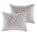 3 Piece Tufted Cotton Chenille Floral Comforter Set Warm Grey White Full Queen Full Warm Grey White Cotton