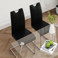 Modern Simple Rectangular Glass Dining Table, Solid Tempered Glass Tabletop, Electroplated Table Legs, Black Pu Dining Chair Set, Suitable For Restaurant Kitchen Use Set Of 5 Upholstered Chair Glass Black Seats 4 Metal Rectangular Dining Table With Chair