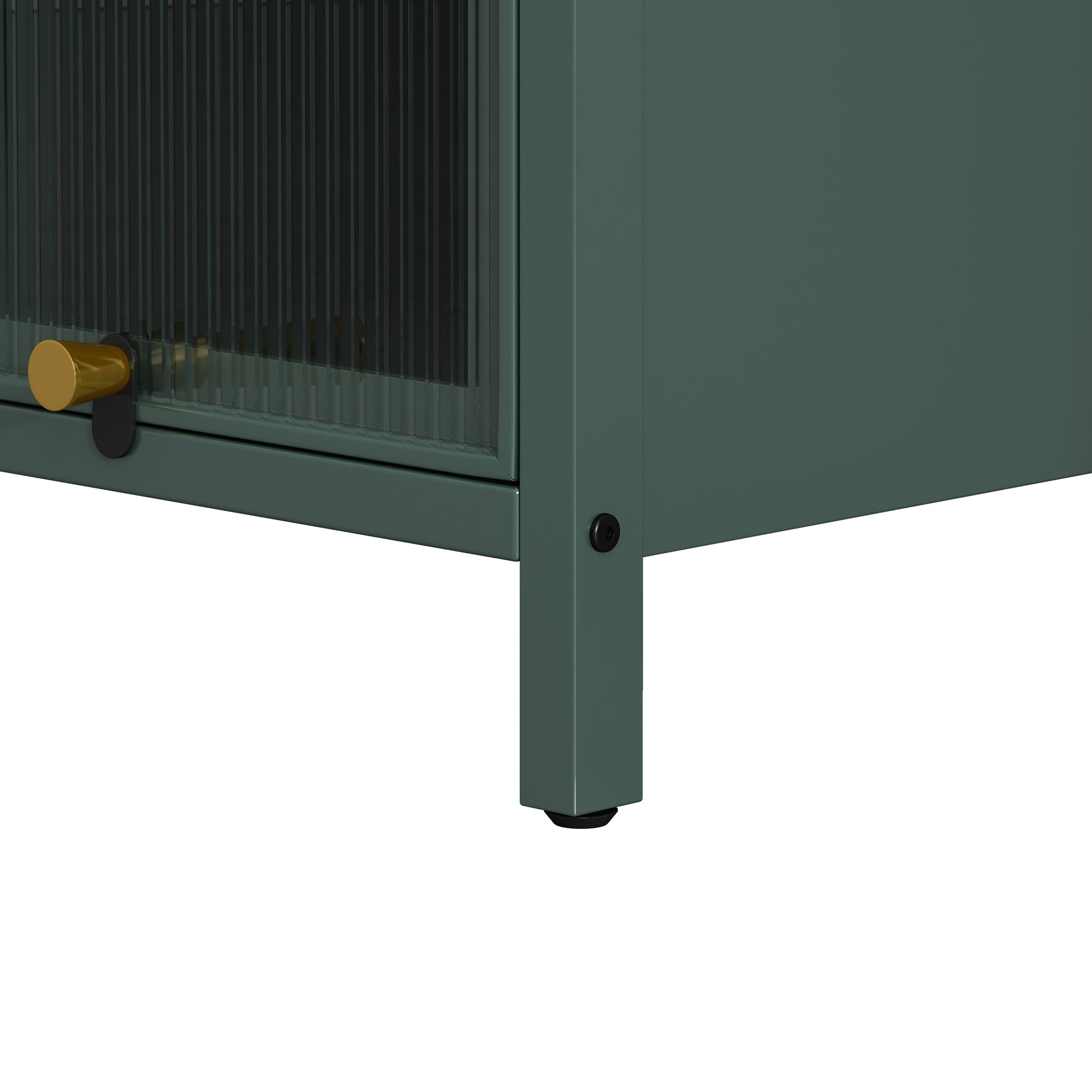 Modern Four Tier Glass Door Cabinet With Featuring Five Tier Storage, For Entryway Living Room Bathroom Dining Room,Dark Green Dark Green Glass,Iron