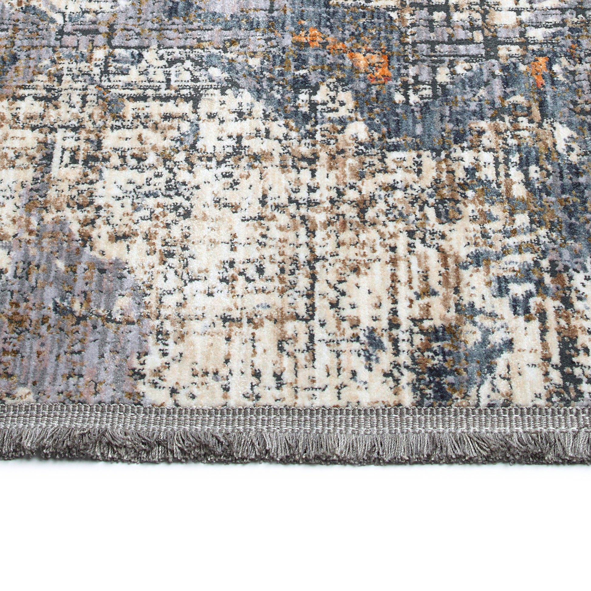 Modern, Abstract, Cut Pile 5'3" X 7'3" Rectangle Area Rug Grey Multi Polyester