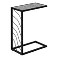 Accent Table, C Shaped, End, Side, Snack, Living Room, Bedroom, Grey Laminate, Black Metal, Contemporary, Modern Grey Metal