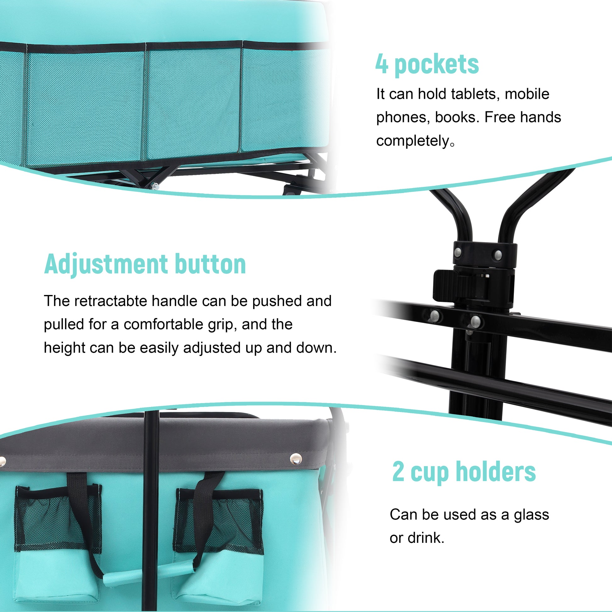 440Lbs Collapsible Foldable Wagon Cart With Strapping System ,Beach Wagon Utility Cart Utility Wagon Grocery Cart For Camping Shopping Sports Gardening Fishing Supports 3Pcs Plastic Liner Bag Blue