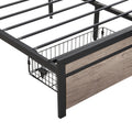 Full Size Metal Platform Bed Frame With Upholstery Storage Function Headboard And Usb Liner And Footboard With Drawers, No Box Spring Needed, Large Under Bed Storage, Easy Assemble Full Black Grey Mdf Metal